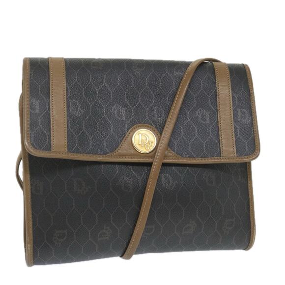 DIOR Honeycomb Canvas Shoulder Bag Pvc Leather Black - Picture 1 of 12